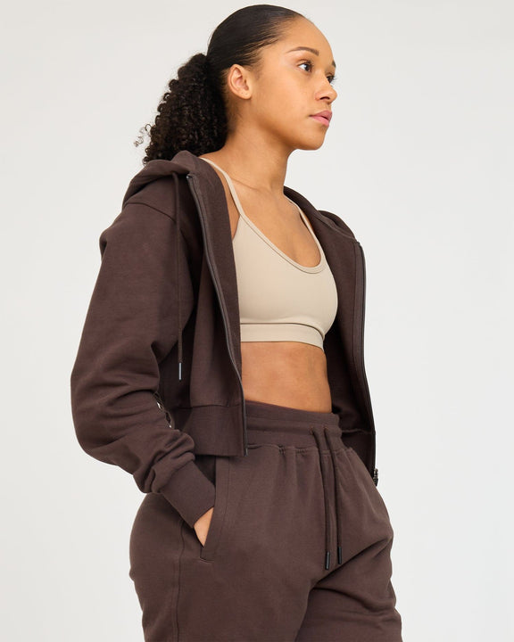 Core Classic Cropped Hoodie med dragkedja - hover image